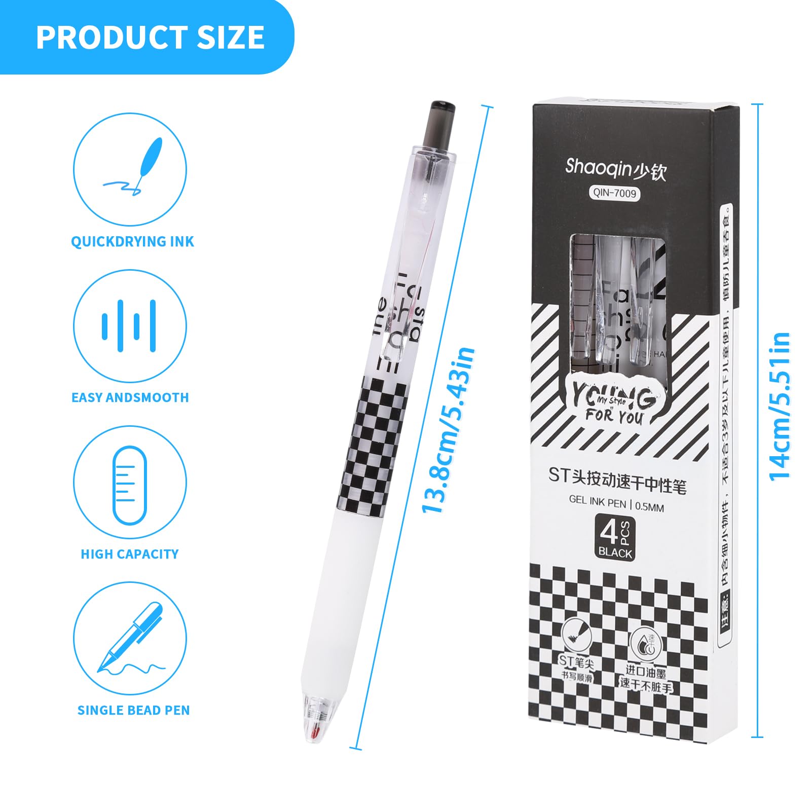 Juego De 5 Bolígrafo De Tinta De Gel Negro Roller, Retráctil Bolígrafo Roller Tinta De Gel Rellenable Punta De 0,38mm & 0,5mm, Bonitos Bolígrafos Para Oficinas Colegios Estudiantes Y Personal