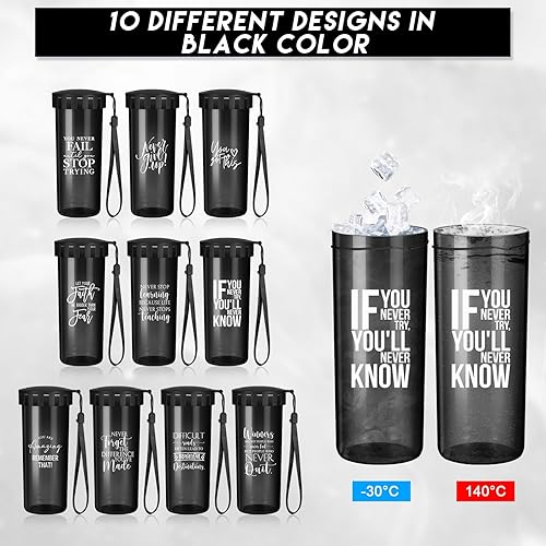 Miniatura 2 de Tioncy 10 tazas inspiradoras de agradecimiento, regalos de agradecimiento al personal, botellas de agua motivacionales a granel con correa de tapa,