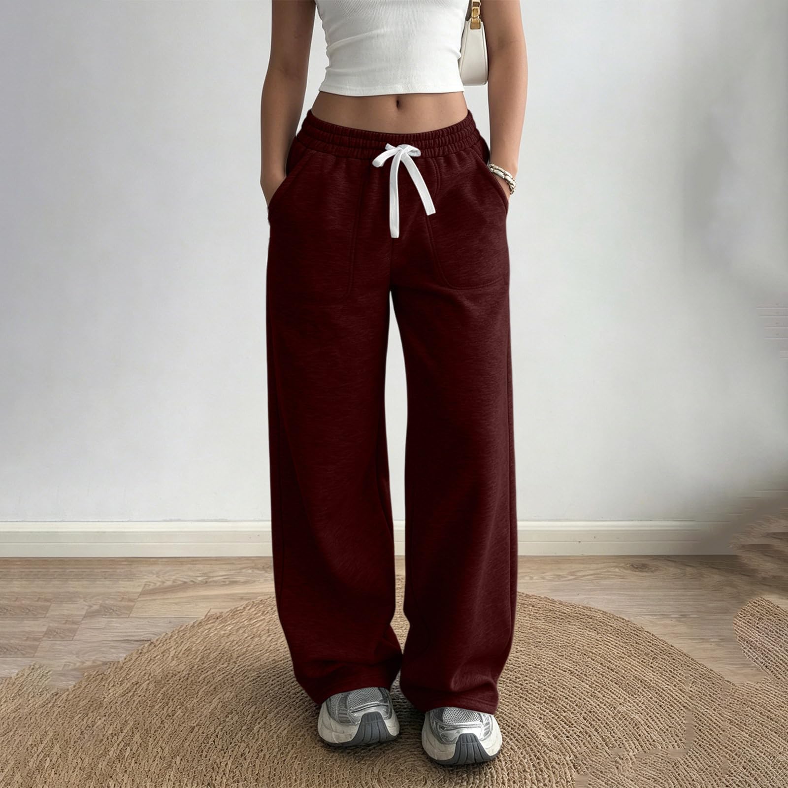 Leggins Schwarz Leichte Jogginghose Weite Hose Gym Hose Hohe Taille Dehnbar Lounge Elegante Hosen Weite Lose Weitbeinige Hose Mit Taschen Lang Traininghose Jogginghose