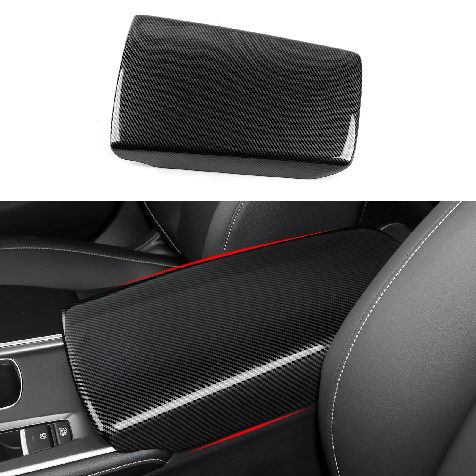 Car Center Armrest Box Decals for 2018-2022 Honda Accord 10th Gen Accessories ABS Carbon Fiber Stickers