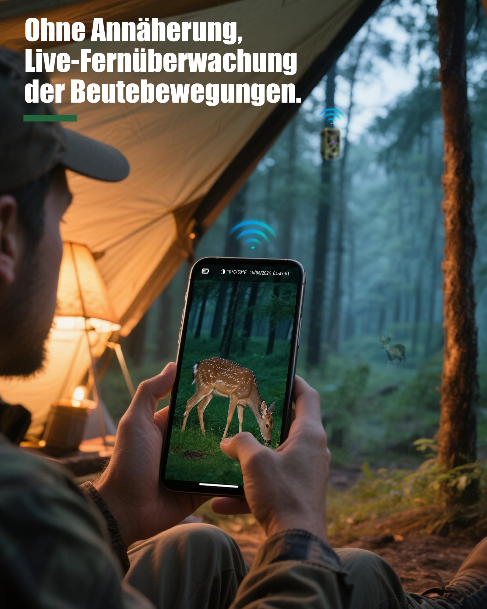 HAZA 4K WLAN Wildkamera mit App 60MP HD Wildtierkamera mit 940nm Nachtsicht Bewegungsmelder WiFi Jagdkamera mit SD Karte,120°Weitwinkel,0.1s Trigger,IP66 für Wildüberwachung/Deer Scouting (4K)