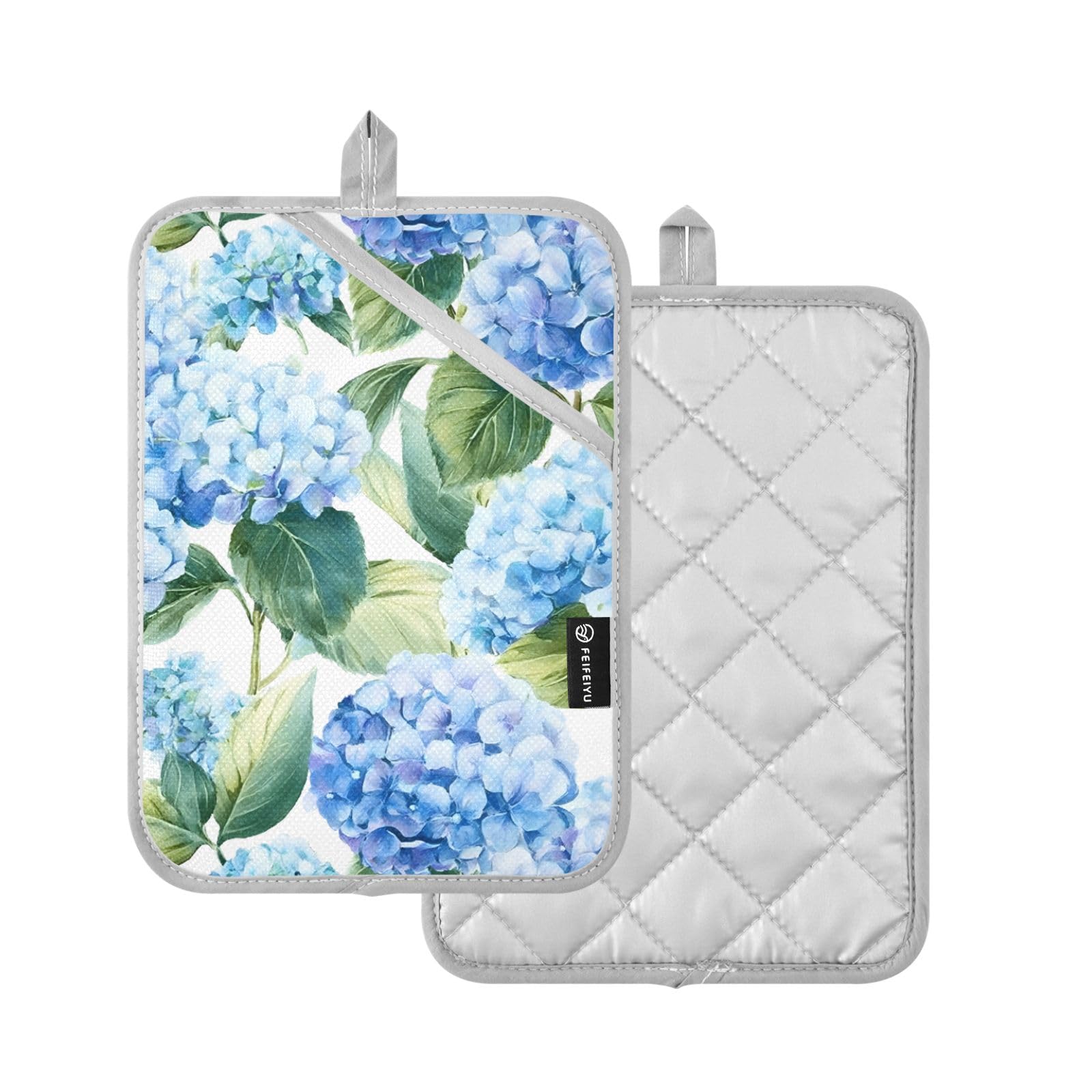Maniques et pâtisseries résistantes chaleur lot de 2 gants de cuisine bleus hortensia