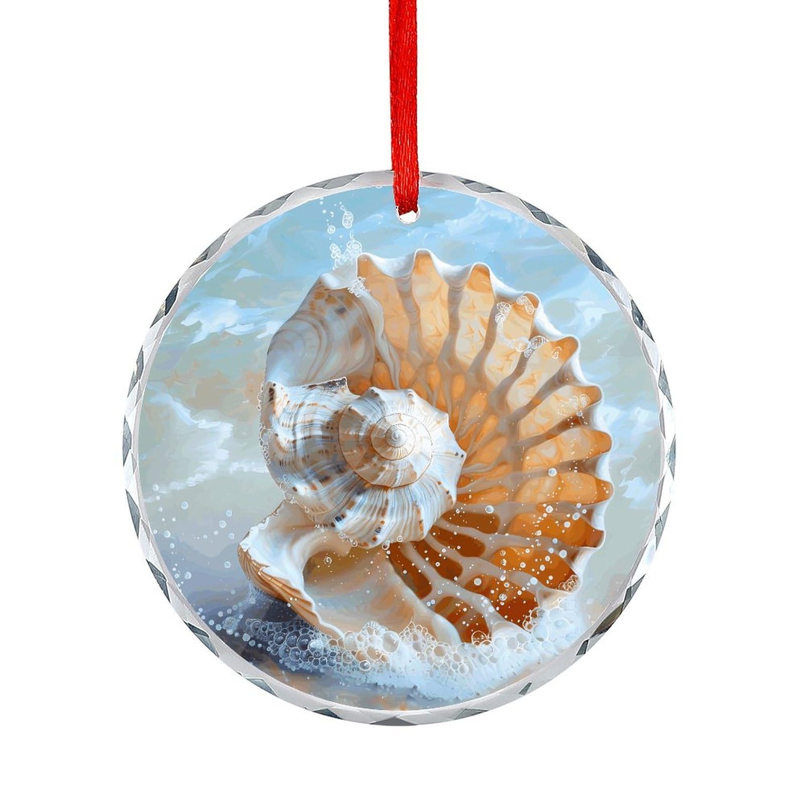 Btcowzrv Style Ocean Seashell Round Ornament Hanging Pendant Decor