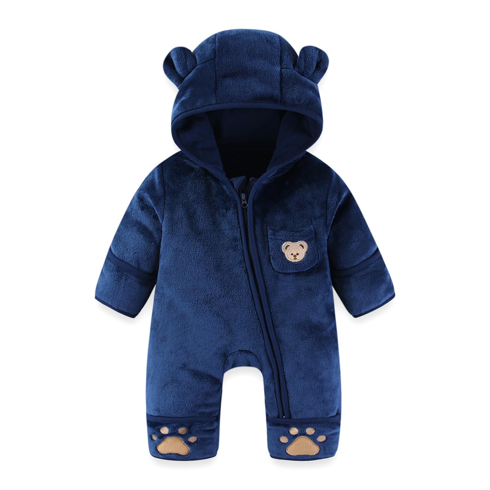 WYTbaby Tuta invernale in pile da neve, tinta unita, per autunno e inverno, per bambini, da 0 a 12 m