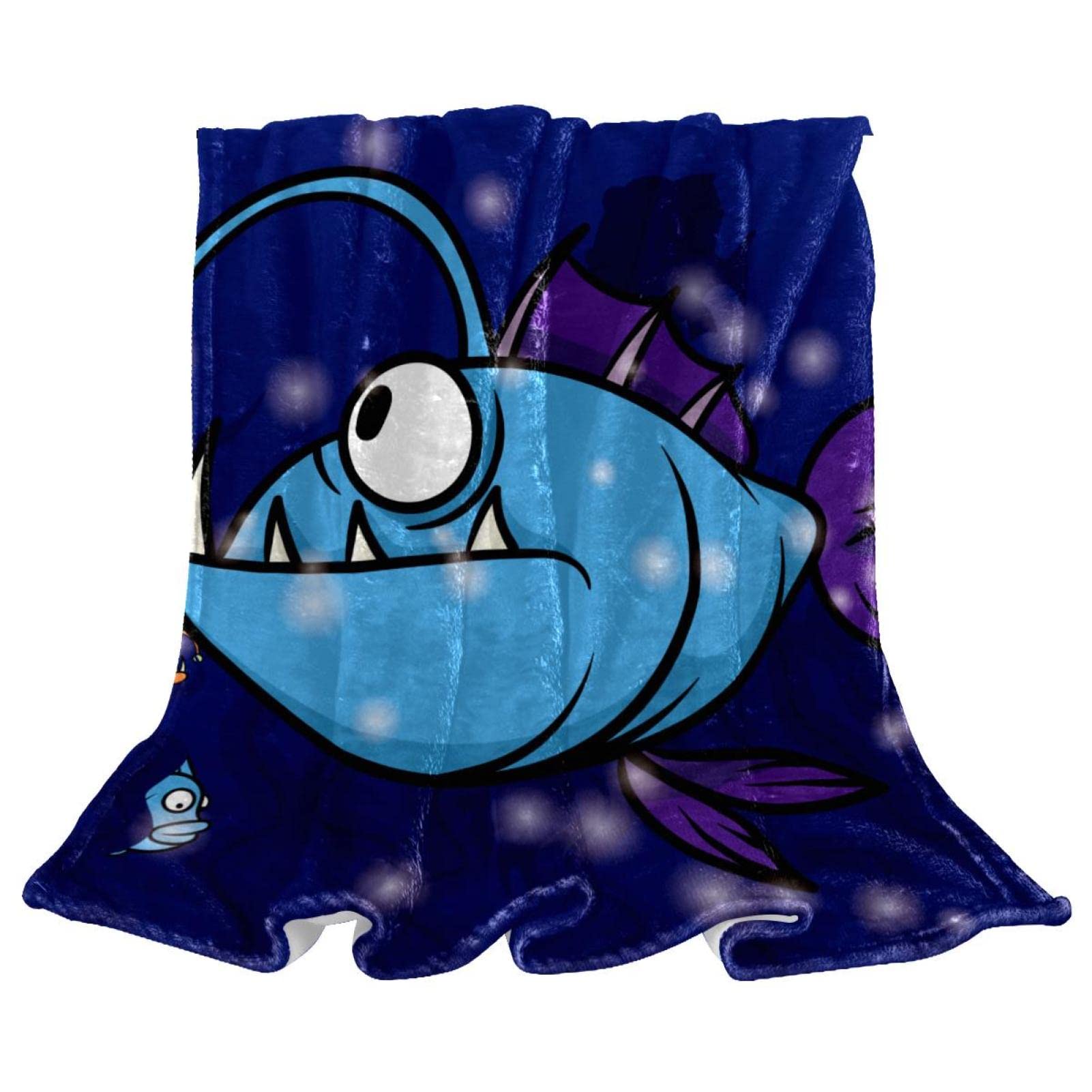 Couverture polaire légère pour canapé fini les frissons plaid bleu poisson