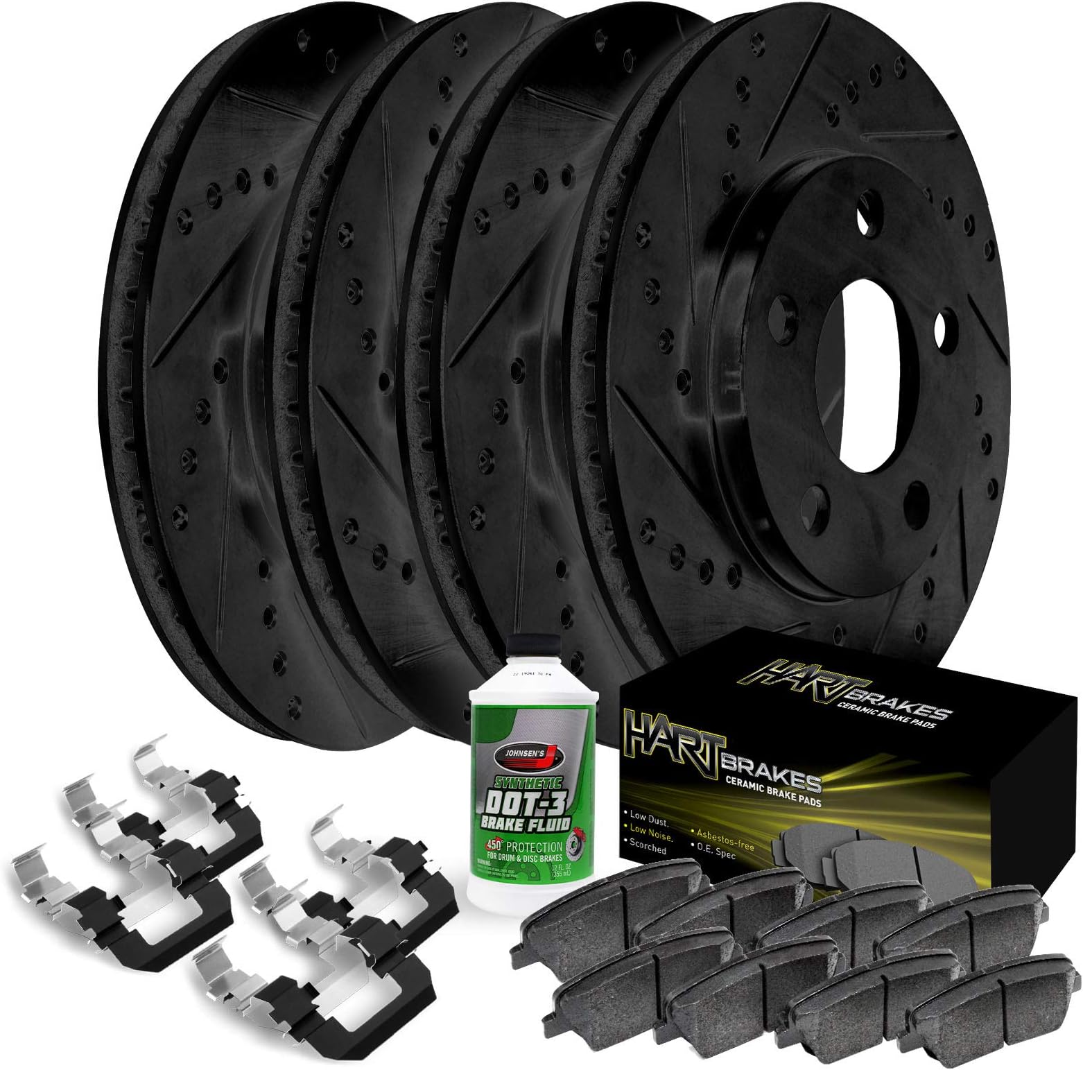 Hart Brakes Front Rear Brakes and Rotors Kit |Front Rear Brake Pads| Brake Rotors and Pads| Ceramic Brake Pads and Rotors - BHCC.40051.02