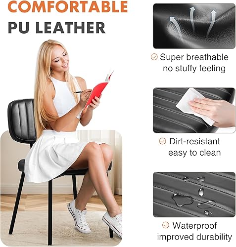 Miniatura 4 de Sweetcrispy Juego de 4 sillas de comedor, tapizadas de mediados de siglo, modernas sillas decorativas para cocina, comedor con asiento acolchado de