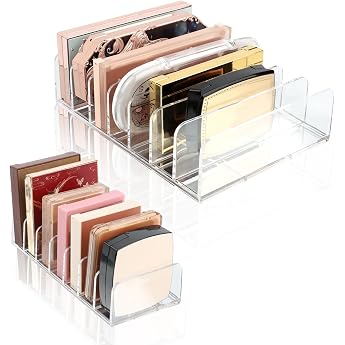VFANDV Cosmetic Organiser Eyeshadow 2 Pieces Eyeshadow Organiser with 7 Slots Cosmetic Organiser 2 Sizes Organiser Eyeshadow Storage for Cupboard Dressing Table Washbasin Transparent