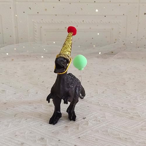 Miniatura 3 de Decoración para tartas de dinosaurio de dragón tiránico, decoración de pastel de dinosaurio con sombrero de fiesta y globo para niñas y niños,