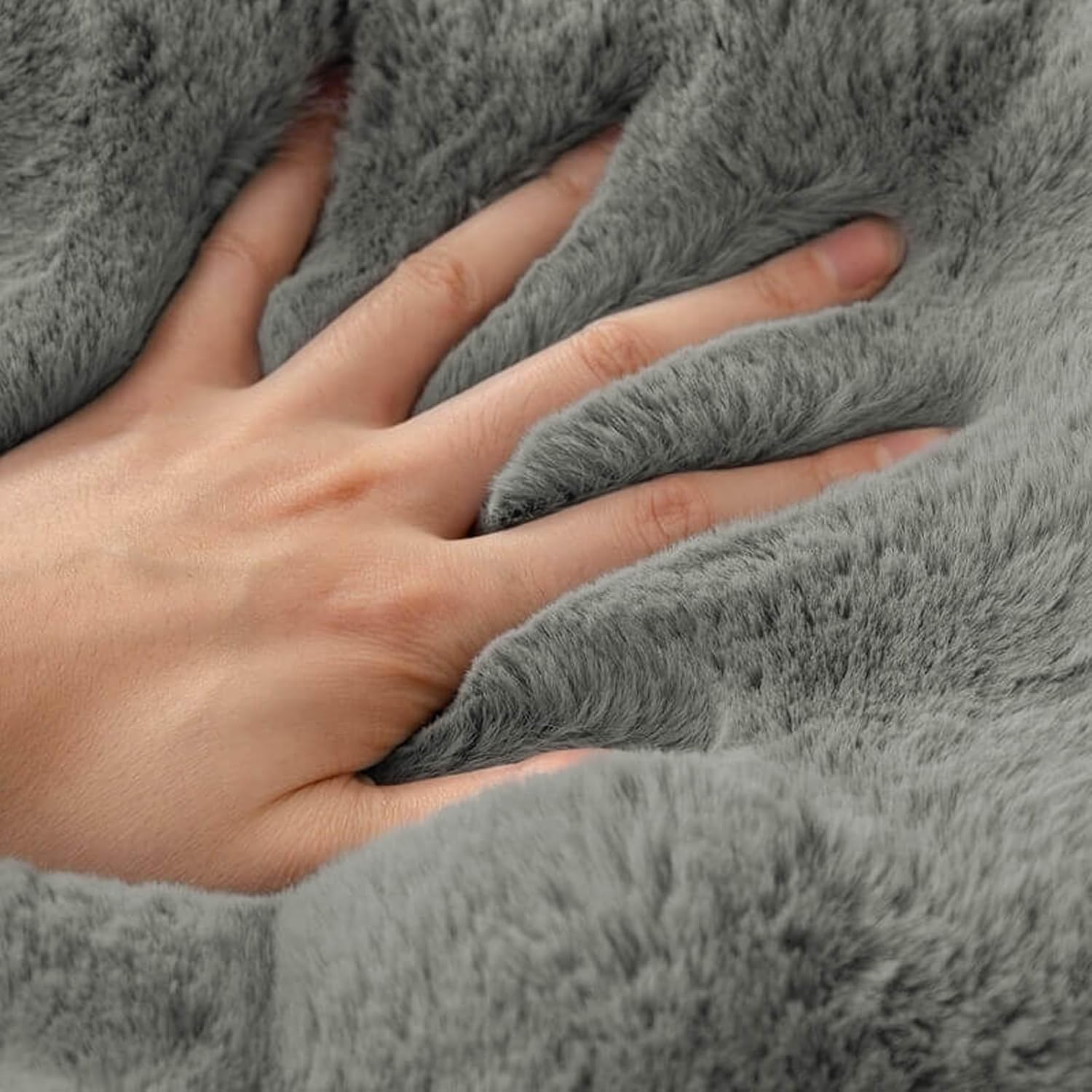 Funny Cosy Plush Non-Slip Couch Cover, Fluffy Thick Rabbit Plush Sofa Cushion, Garden Chic Cotton Protective Couch Cover (White,35.4 * 47.2 in)