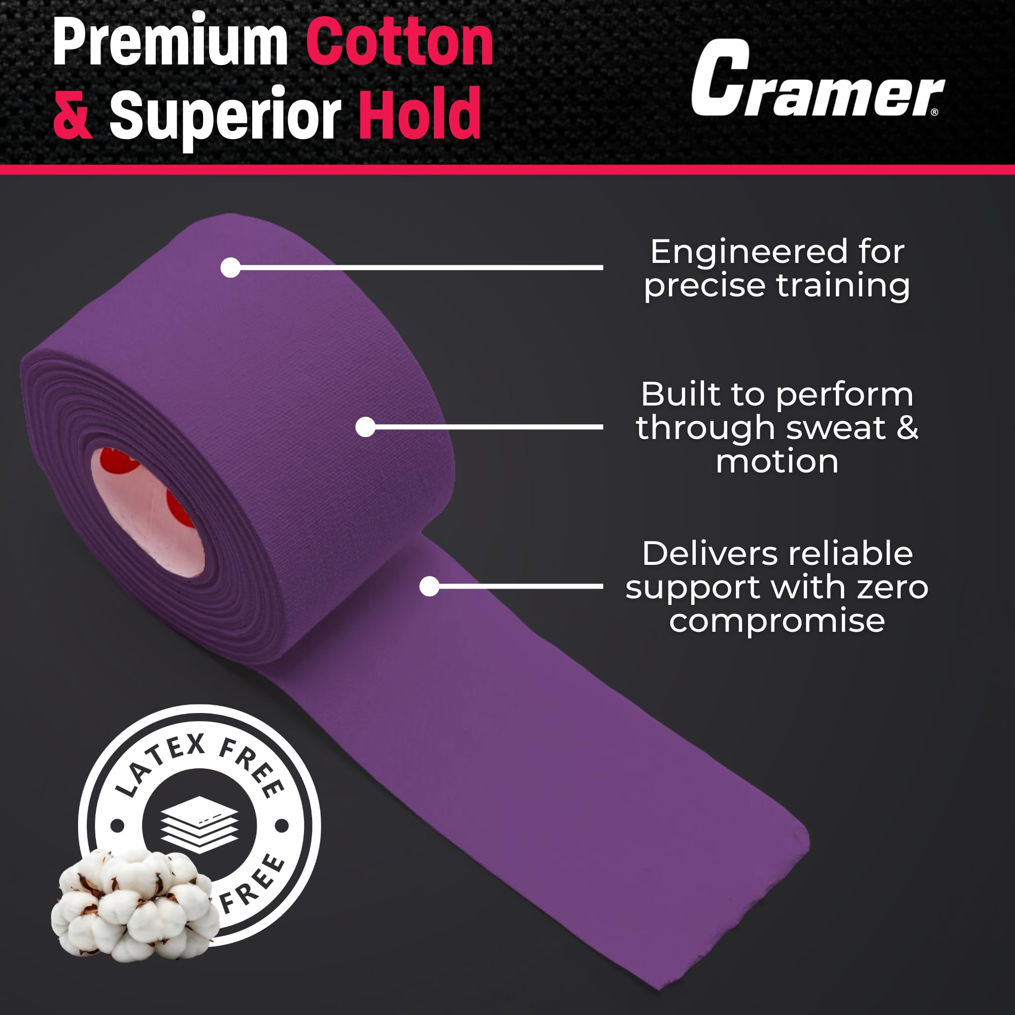 Cramer Team Color - Cinta deportiva para tobillo, muñeca y lesiones, ayuda a proteger y prevenir lesiones, promueve una curación más rápida, suministros de primeros auxilios de entrenamiento atlético,