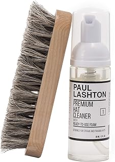 Paul Lashton CLEANER SET Hat care Premium Foam Cleaning Horsehair Cleaner Brush Safe on All Materials Designed for Cotton Wool Felt Straw Panama Montecristi Baseball Caps & More Refreshing Fragrance