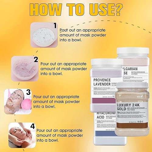 Miniatura 8 de Mascarilla de gelatina para cara, bikini y axilas, oro de 24 quilates, tamaño profesional, 23 onzas (oro de 24 quilates)