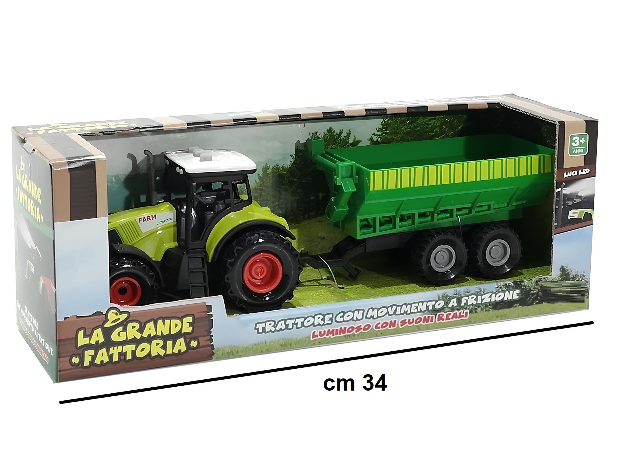 Trattore Giocattolo con Luci e Suoni Trattore con Rimorchio a Frizione Luminoso con Suoni Reali Trattori Fattoria con Luci Led Mezzi Agricoli Fattoria Trattore con Carro
