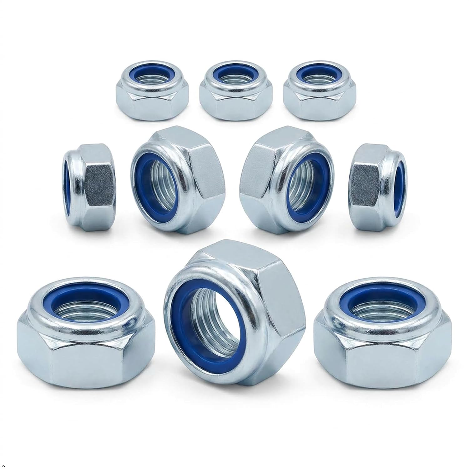 100PCS M3 M6 Nylon Insert Hex Lock Nuts,Self-Locking Nuts