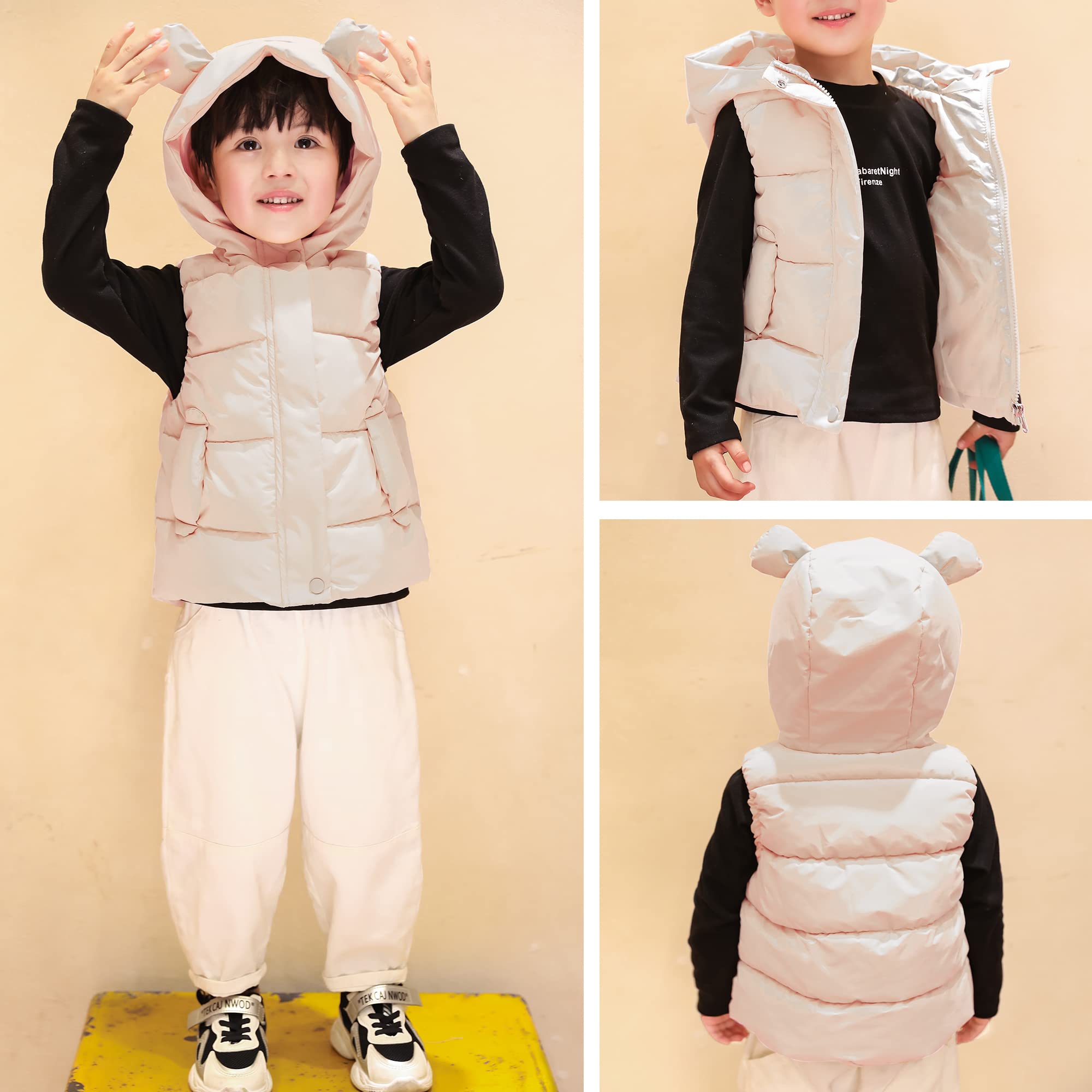 Happy Cherry Piumino invernale per bambini, ragazzi e ragazze, piumino senza maniche, imbottito, caldo cappotto