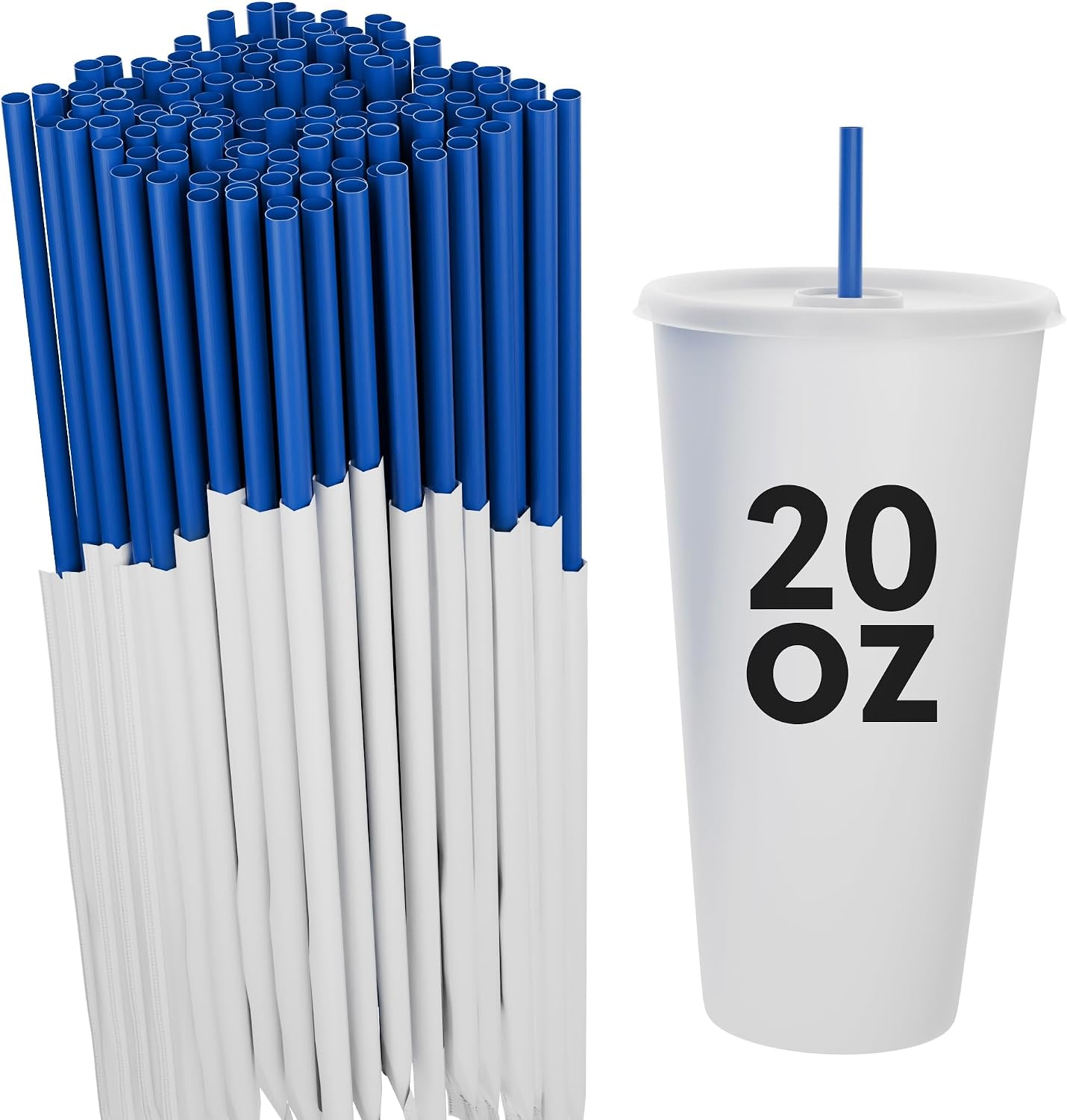 Disposable Plastic Drinking Straws - Individually Paper Wrapped (Black, 500)