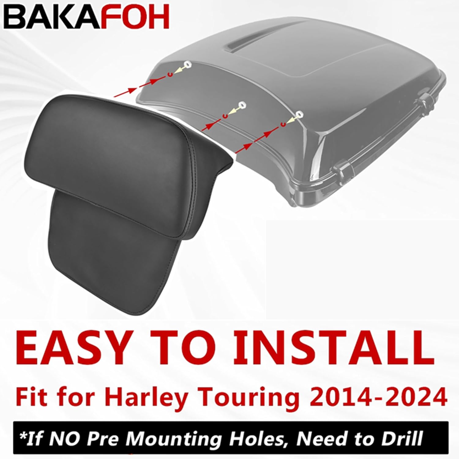 Front Fender Trim Skirt, Black Ribbed Steel Fender Protector Bundles with Tour Pack Trunk Passenger Backrest Pad Fit for Harley Street Glide Accessories