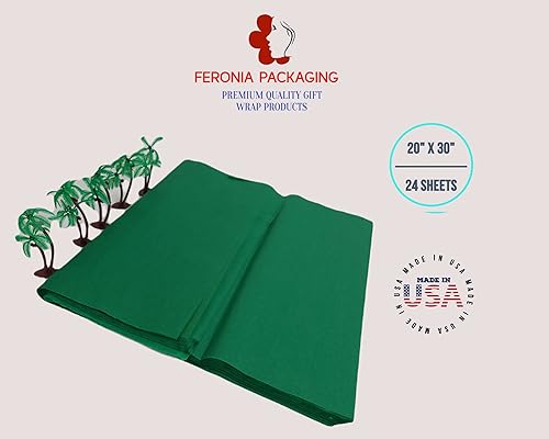 Miniatura 3 de Cuadrados de papel de seda verde esmeralda, 24 hojas a granel, papel de regalo premium y suministros de arte para cumpleaños, vacaciones o regalos