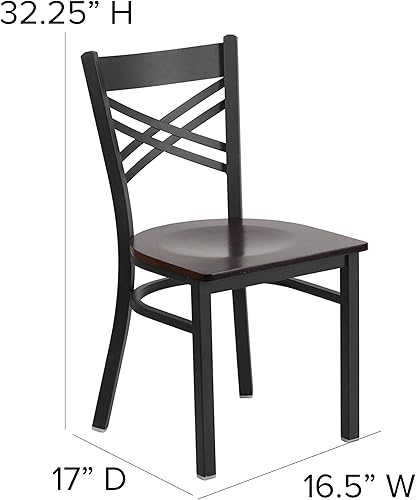 Miniatura 63 de Flash Furniture HERCULES Series - Juego de 2 sillas de restaurante de metal con respaldo en X, asiento de vinilo color burdeos Asiento de vinilo