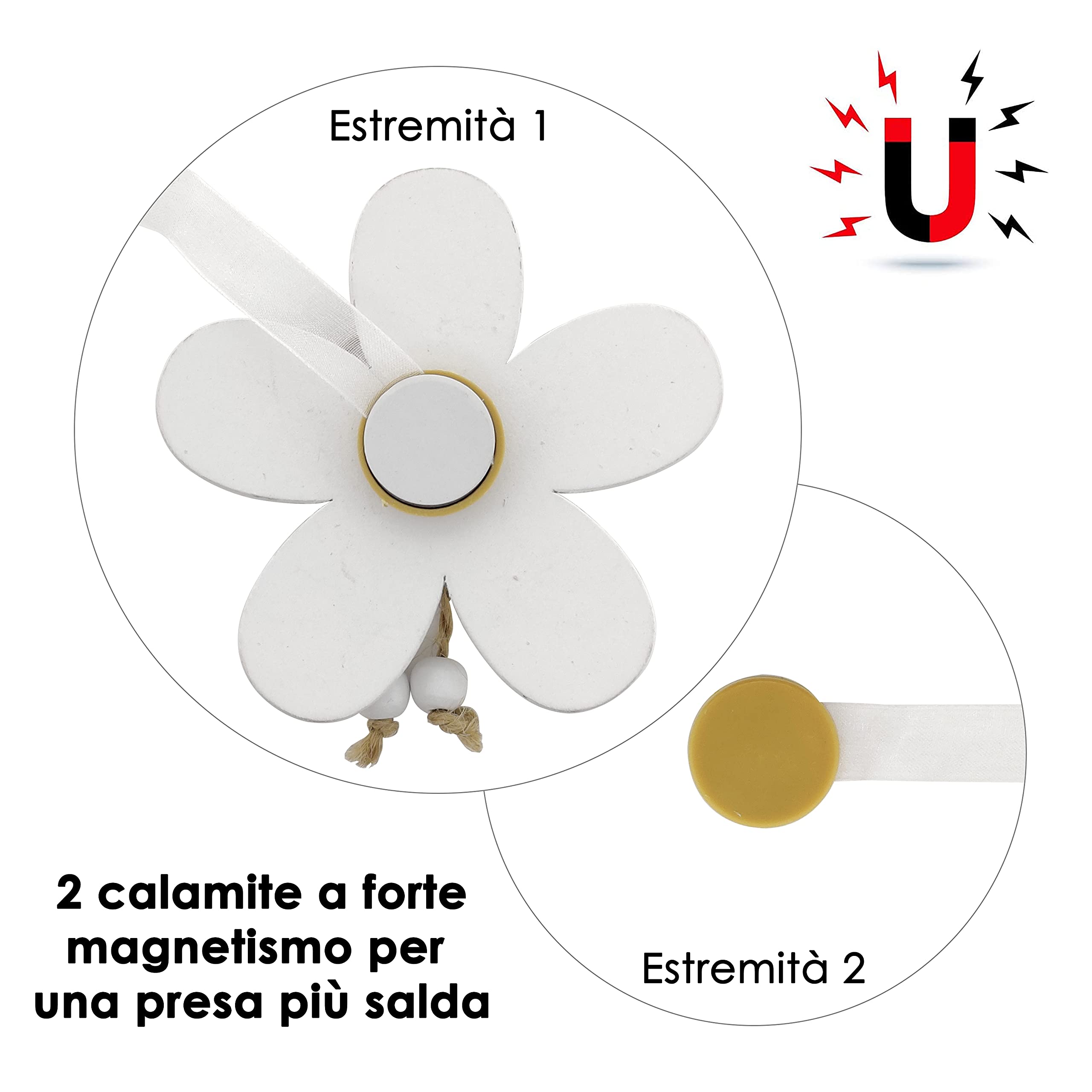 PATIKIL Fermagli Per Tende Magnetici 2 Pezzi - A Forma Di Fiore In Resina Albicocca Con Cordino Lungo 77cm - Fermatrendine Vintage Decorativi Per Casa