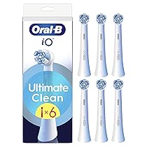 Oral-B Serie iO Ultimate Clean Testine Di Ricambio Originali, Confezione da 6 Pezzi di Ricambio Bianchi Per Spazzolini Da Denti Elettrici Oral-B iO, Rimozione Profonda Della Piastra Batterica