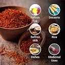 First Bud Organics Premium Kashmiri Mongra Saffron - 1 Gram | 100% Pure, Handpicked, Grade A++, High Potency | Perfect for Cooking, Baking, and Medicinal Use gallery image