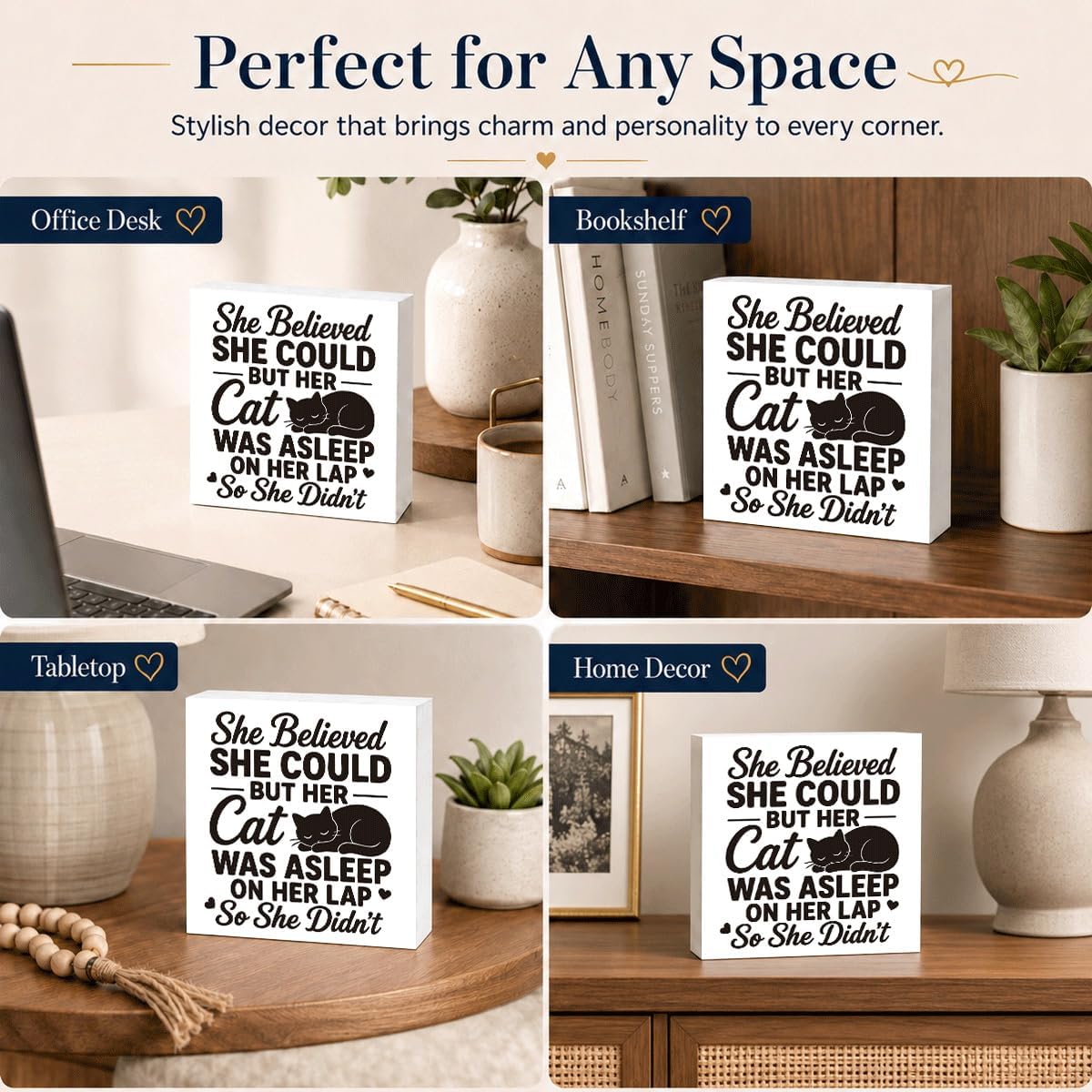 Funny Cat Wood Box Sign, Cat Was Asleep Quote 5x5 Office Desk Decor image 5