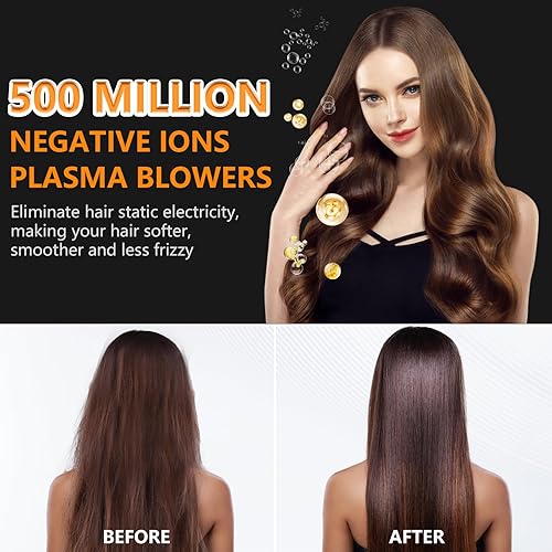 Miniatura 5 de Secador de pelo, 160000 RPM con motor sin escobillas de alta velocidad para secado rápido, secador de pelo ligero iónico profesional, termocontrol