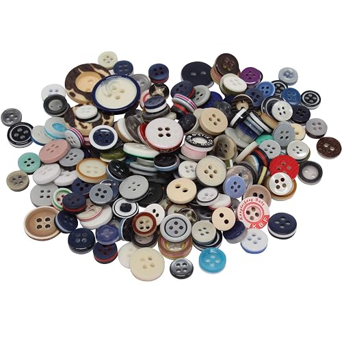 Trimming Shop Round Resin Buttons 2 & 4 Holes Assorted Mixed Colours and Sizes For Sewing Craft, Children’s Handmade Decoration, DIY Project, 50g, Mixed Abstract