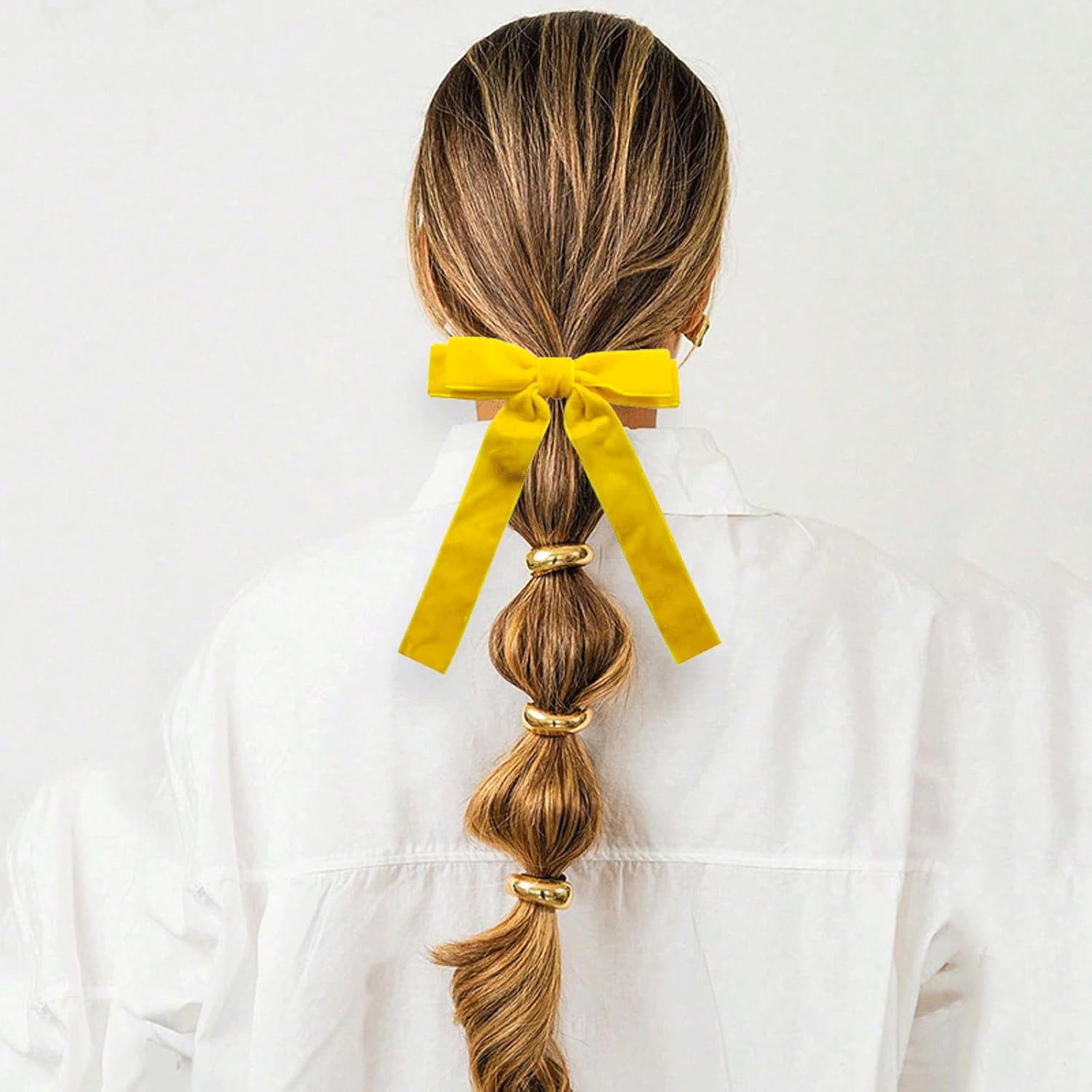 10PCS Velvet Bow Hair Ties, Assorted Color Bow Elastics Hair Scrunchie, Ribbon Bowknot Scrunchy Hair Rope, Ponytail Holder Accessories for Women Long Curly Straight Thick Thin Hair - Image 3