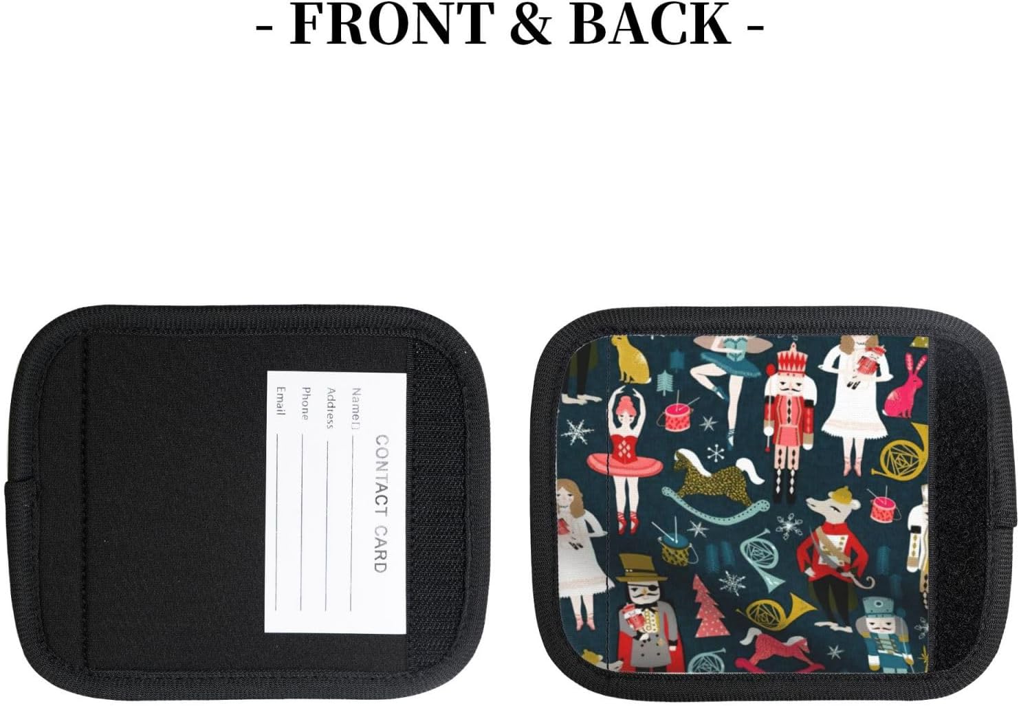 Women's Nutcracker Ballet Xmas Dance Print Luggage Handle Wraps Luggage Identifiers Soft Neoprene Luggage Handle Wraps for Suitcase Trolley Handle Grip Cover 2 Pack Luggage Tags