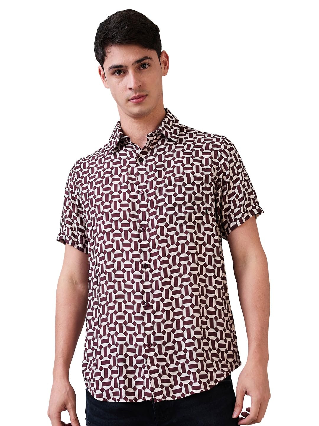 spykar Men Green Slim Fit Printed Half Sleeve Casual Shirt-picture-22