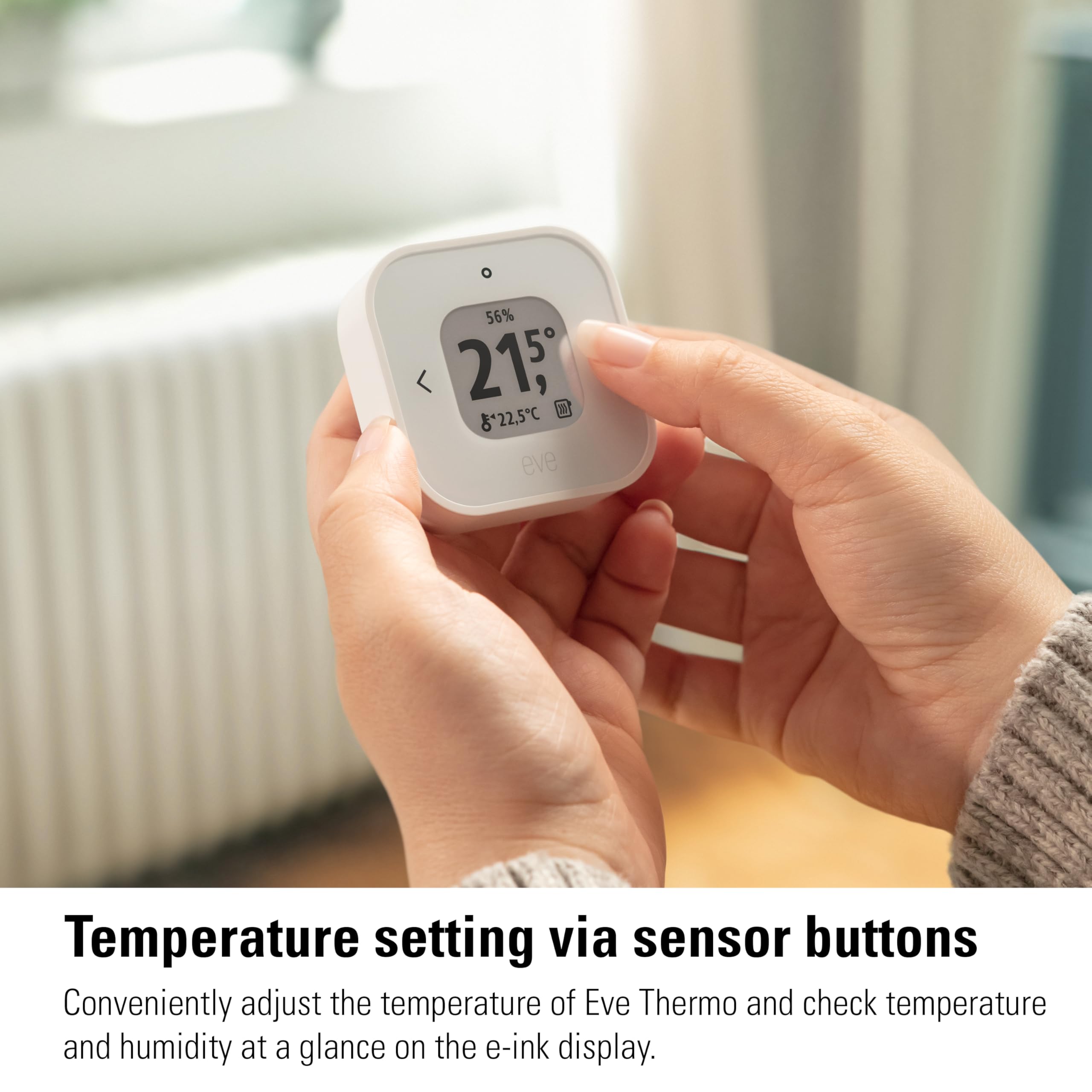 Eve Thermo Control (Matter) – Sensore di temperatura e controller per Eve Thermo (Matter), compatibile con Apple Home, richiede Apple TV 4K (2ª gen./3ª gen. 128 GB), HomePod (2ª gen.)