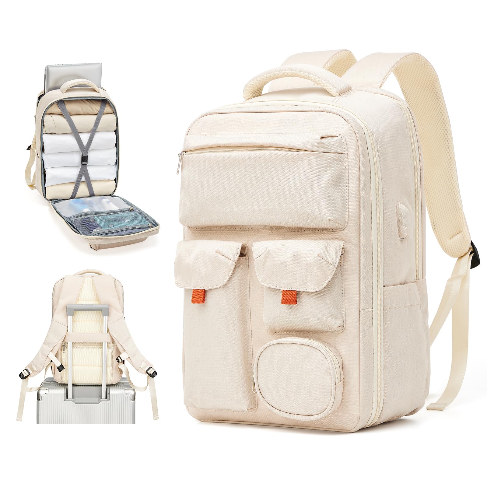 SZLX Zaino Ryanair 40x20x25 e 45x36x20 - Bagaglio a Mano Donna e Uomo, Borsa da Cabina Impermeabile per Laptop 14 Pollici, Zaino da Viaggio