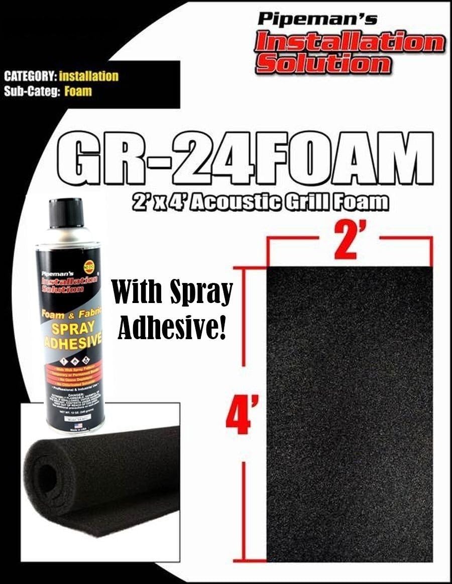 DJ Speaker Woofer Cabinet Liner Black Foam 2 Feet x 4 Feet x 3/8" inches Thick w/Spray Glue