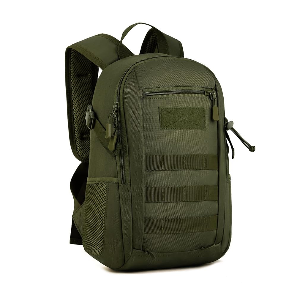 HUNTVP 10L Tactical Backpack Small Backpack Mini Daypack Military MOLLE Rucksack Gear Tactical Assault Pack Bag for Hunting Camping Trekking (10L-Army Green)