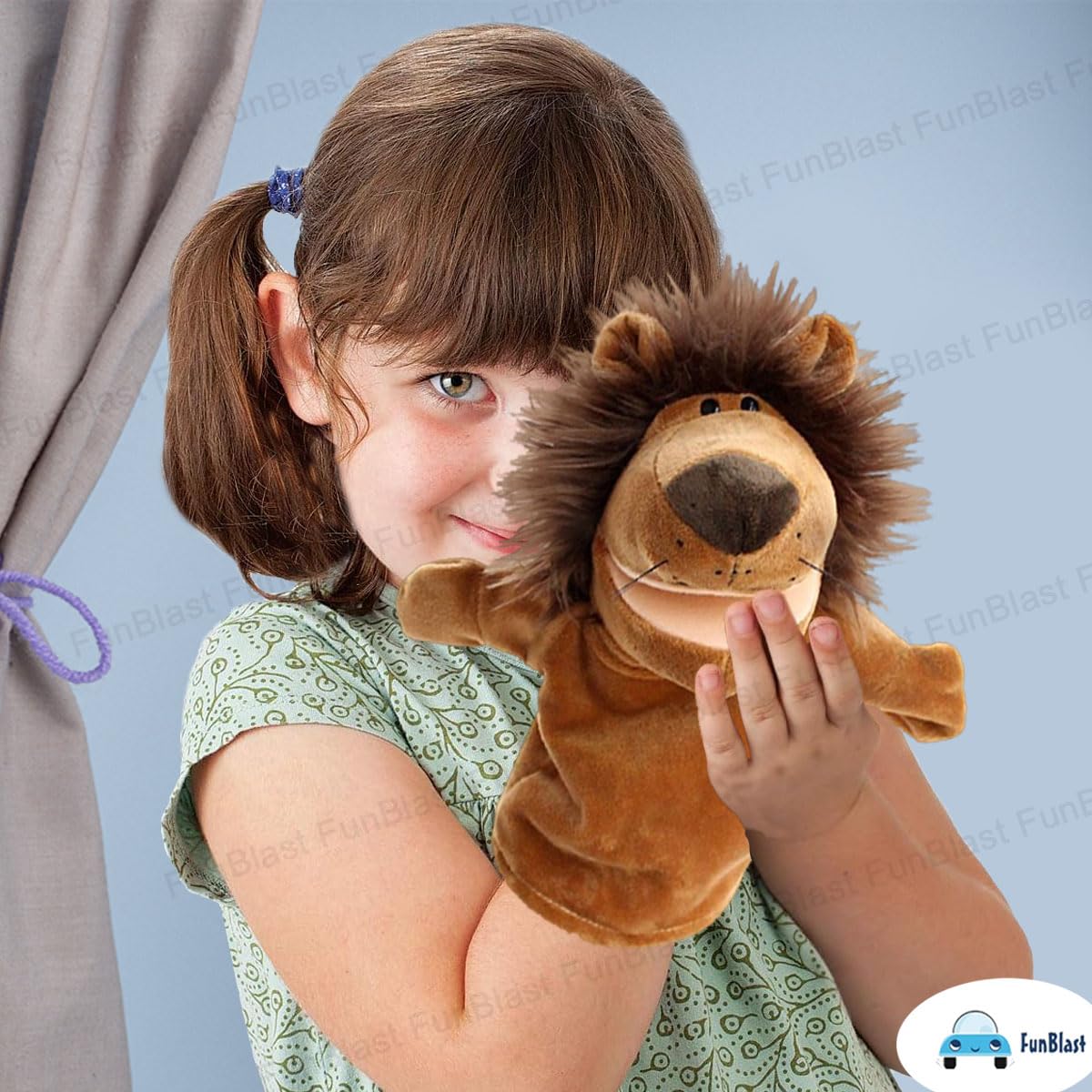 FunBlast Animals Hand Puppet - Plush Puppet with Movable Open Mouth, Soft Puppets Toy for Storytelling, Fun Play Learning Toy (Lion) 4