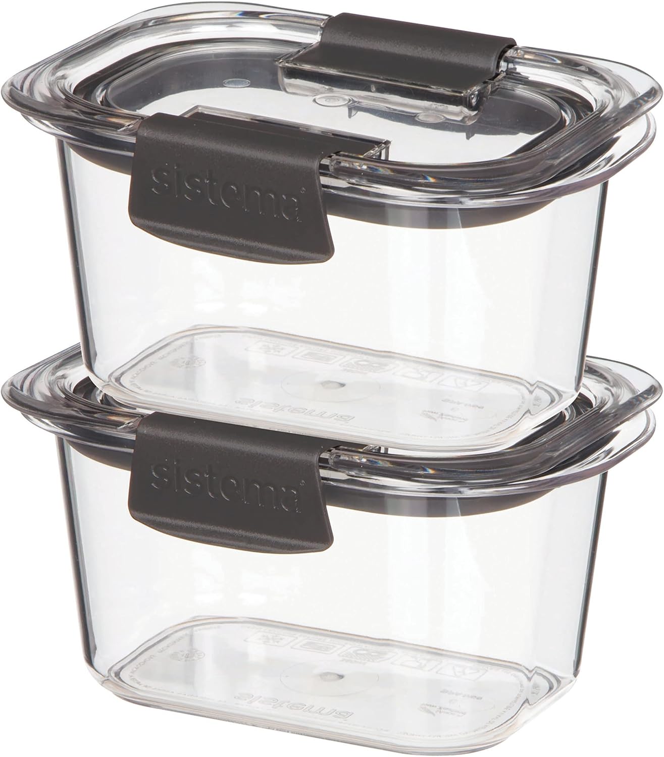 Sistema Brilliance Leakproof Food Storage Container | Stain and Odour Resistant | Microwave Steam Vents | 380 ml | BPA-Free | Black Clips | 2 Count (Pack of 1) image 2