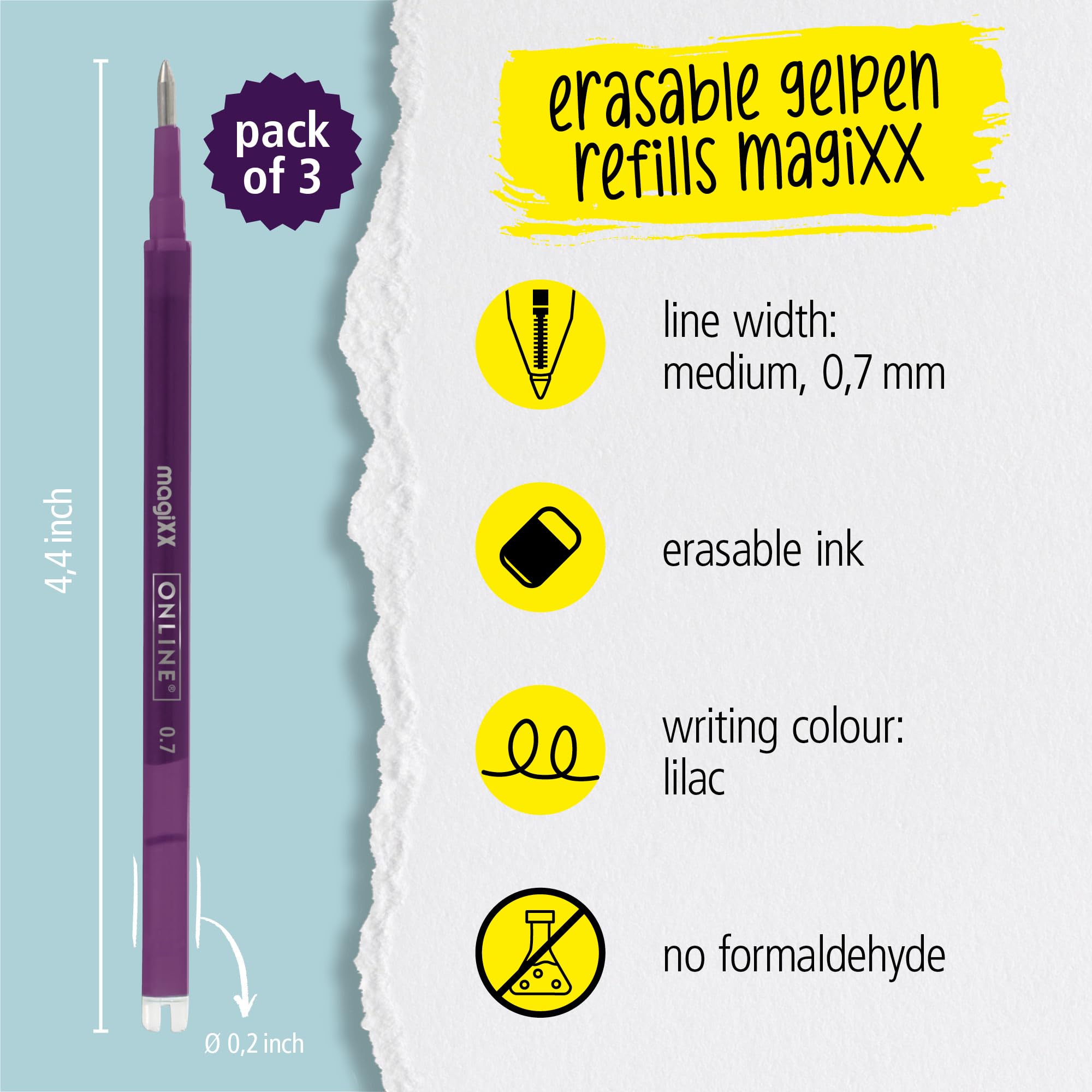 Online 3 x Erasable Gel Refills Purple I Compatible with Pilot Frixion - Image 2