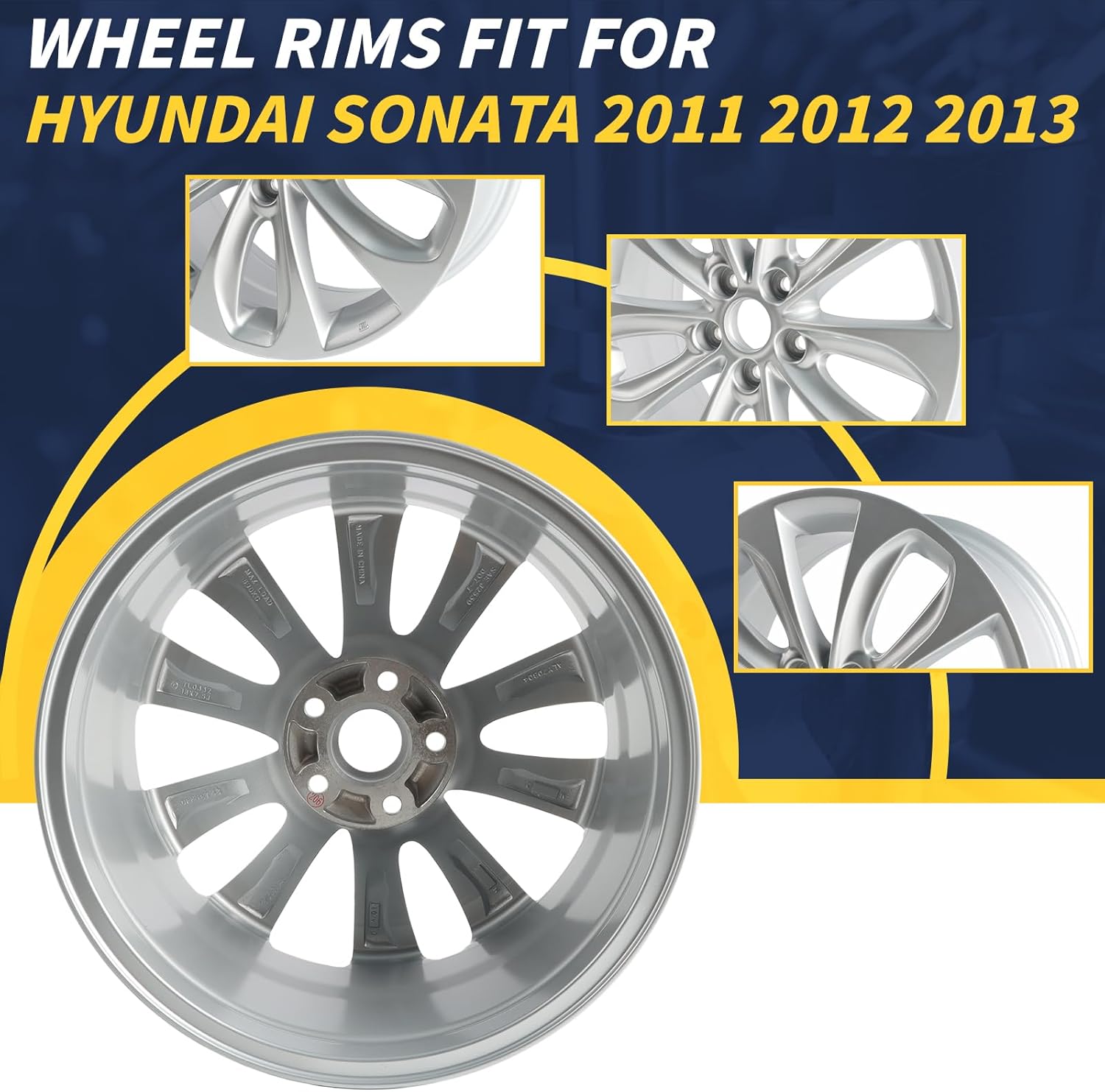 New 18x7.5" 18 Inch Premium Aluminum Alloy Wheel Rim Fit for Hyundai Sonata 2011 2012 2013 Replacement Wheel for 529103Q350