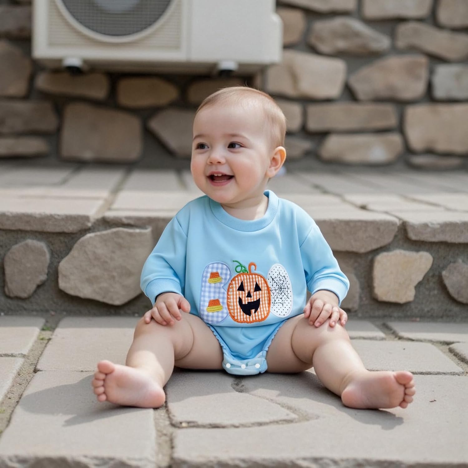 Newborn Baby Halloween Outfit Boy Girl Boo Onesie Sweatshirt Bubble Romper Bodysuit Infant Fall Pumpkin Clothes - Image 5