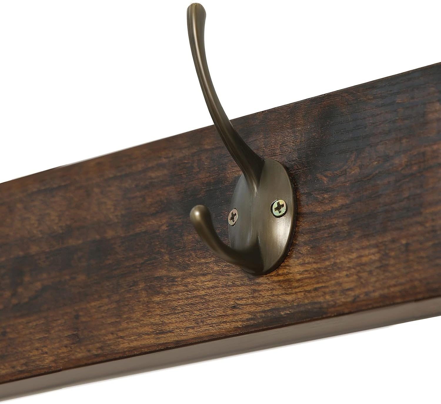 Primer plano del vinotage-style hooks on the HOOBRO coat rack