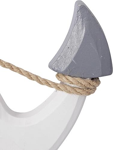 Miniatura 5 de Deco 79 Ancla de madera para decoración de pared para el hogar, escultura de pared con cuerda para colgar, arte de pared de 12 x 1 x 23 pulgadas,