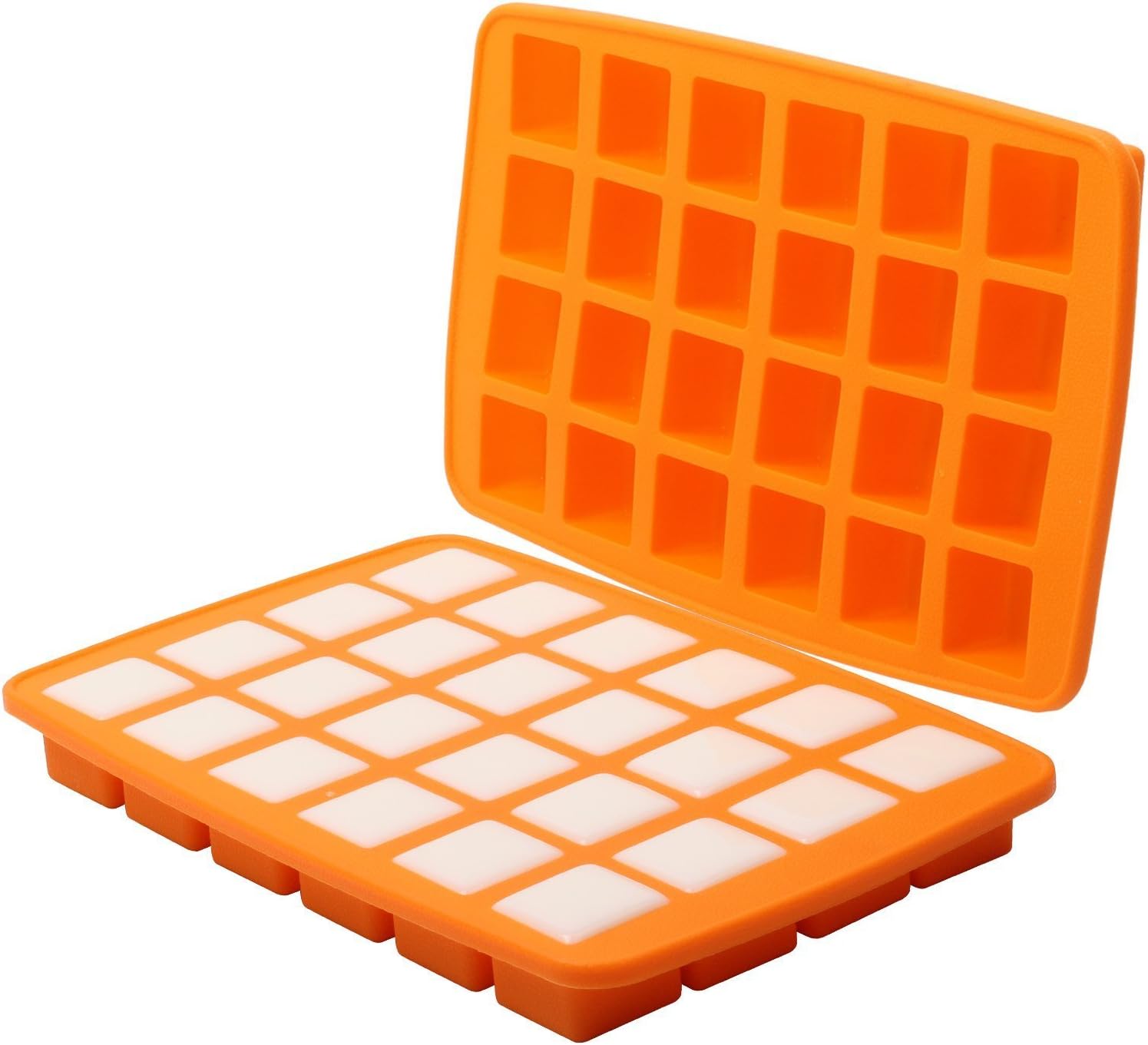 24 Cavity/Square Silicone Ice Cube Tray Molds Chocolate Candy Mold Ice Maker/Make Amazing 1.1 Inches Square Ice Cubes (Organe)
