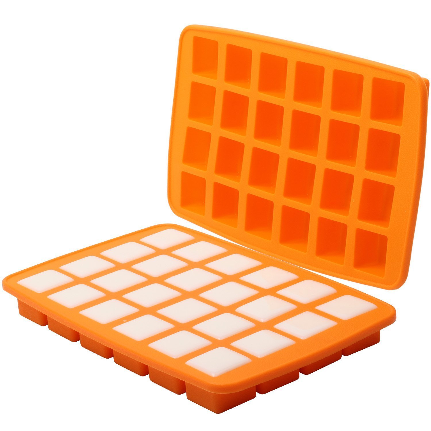 24 Cavity/Square Silicone Ice Cube Tray Molds Chocolate Candy Mold Ice Maker/Make Amazing 1.1 Inches Square Ice Cubes (Organe)