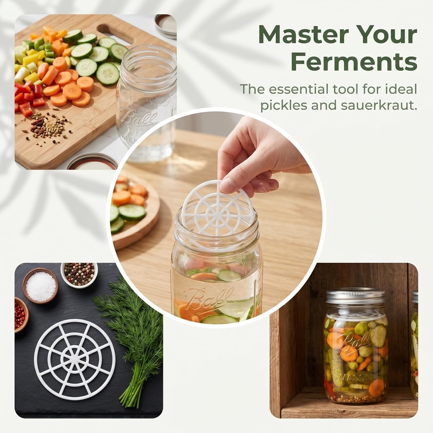 KALLORY 10 Pack Pickle Jar Press Plates Vegetable Press for Fermentation Sauerkraut Vegetable Pickled Vegetables 3.03 X 3.03 X 0.31 in for Home Brewing and Canning