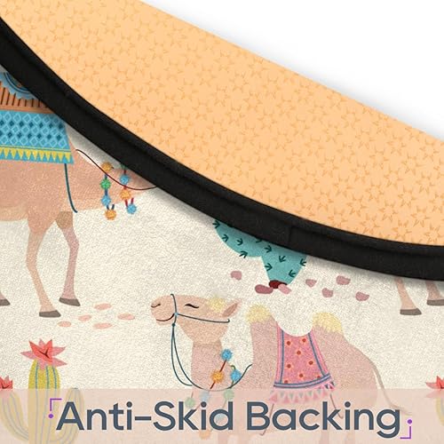 Miniatura 4 de Desert Camel Cactus Small Round Area Rug 3ft Farmhouse Circular Floor Mat Ultra-Thin Absorbent Non Slip Washable Carpet Mat for Nursery Room Bedroom