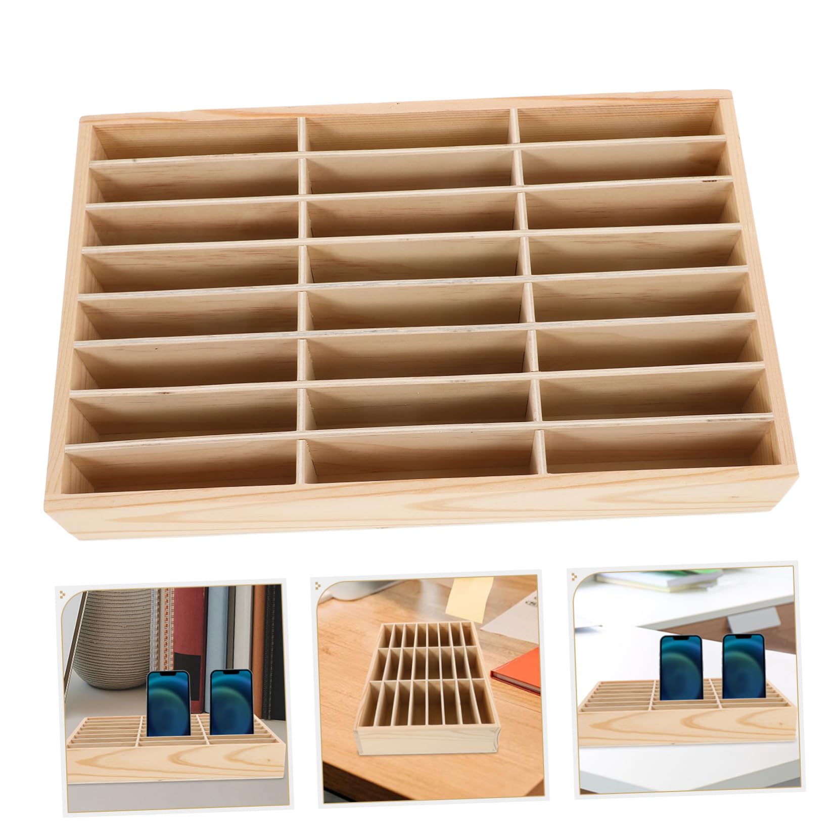 MAGICLULU Organizer da Scrivania in Legno Scomparti Multipli per Cellulare e Penne, Design Semplice e Funzionale per Scuola e Officina Riparazioni