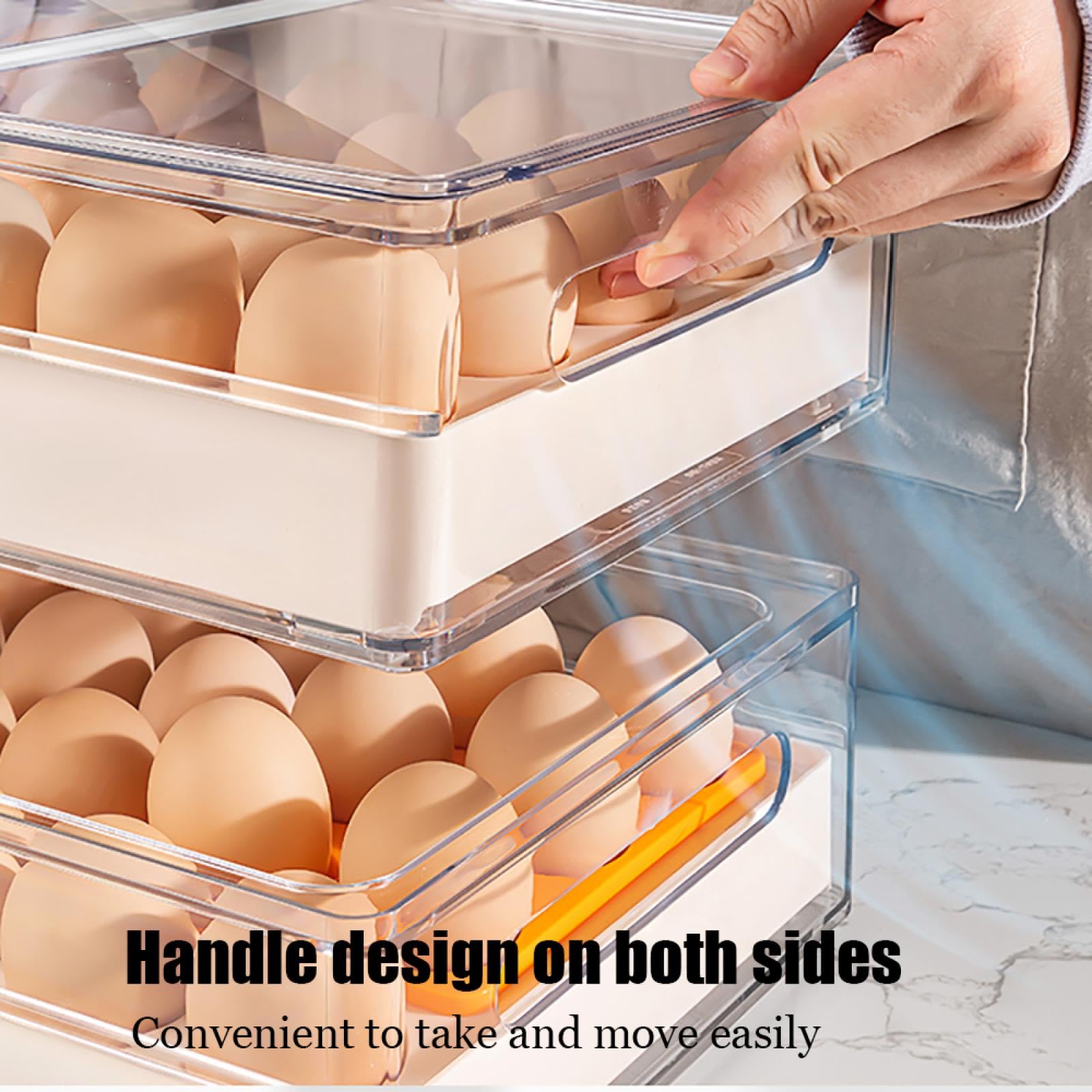 Caja de Almacenamiento de Huevos de Doble Capa,Soporte para Huevos para refrigerador,Almacenamiento de Huevos para encimera,Organizador de Huevos,Dispensador de Huevos para refrigerador